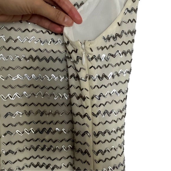 NWT PARKER Ivy Off-White Silver Beaded Mini Dress - Picture 6 of 11